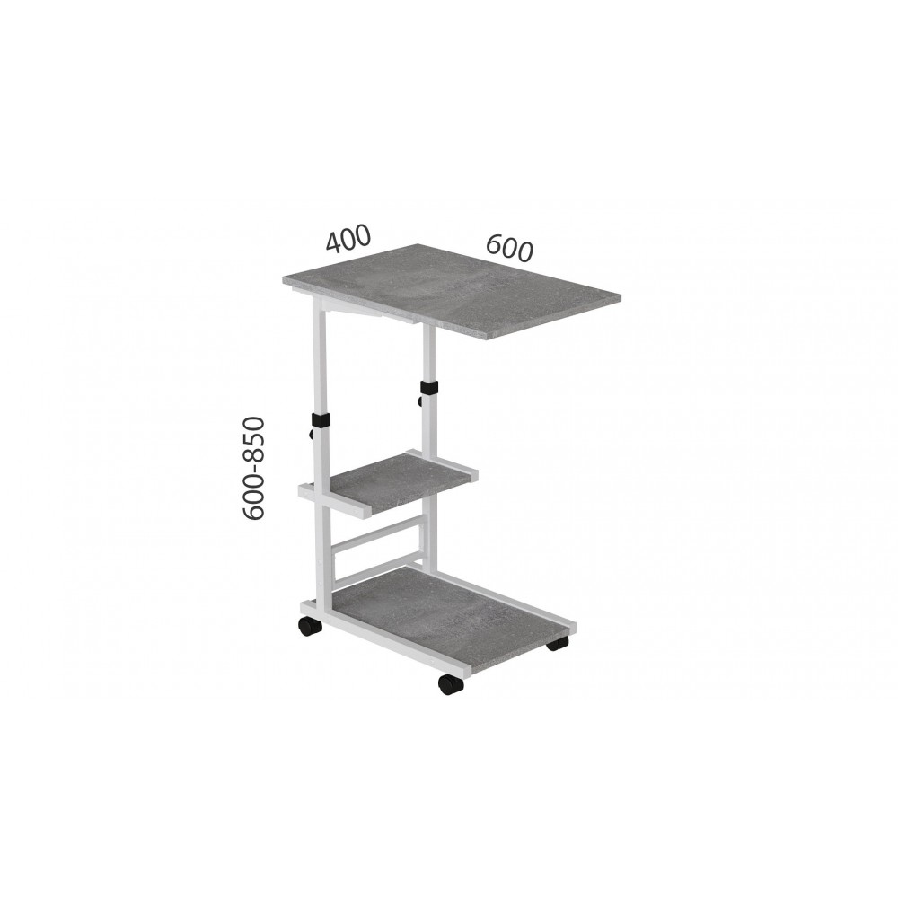 Стол приставной Ferrum-decor Адан 62x40x60 металл Белый ДСП Бетон 16мм (FRD-102497)