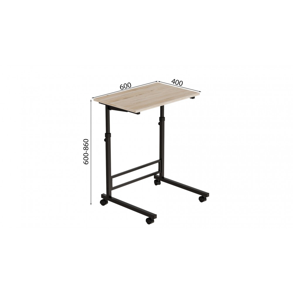 Стол приставной Ferrum-decor Амиго 62x60x40 металл Черный ДСП Дуб Сан-Марино 16мм (FRD-102527)
