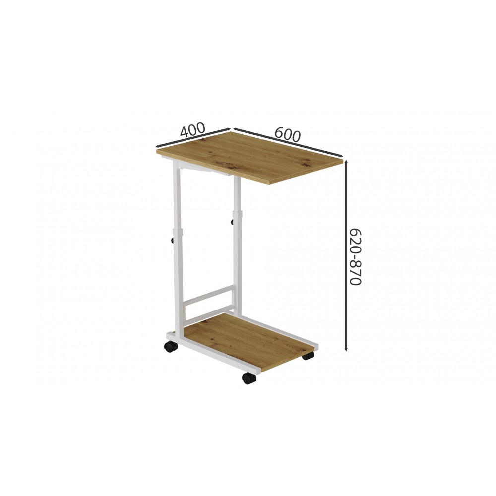 Стол приставной Ferrum-decor Френу 62x40x60 металл Белый ДСП Дуб Артизан 16мм (FRD-102517)