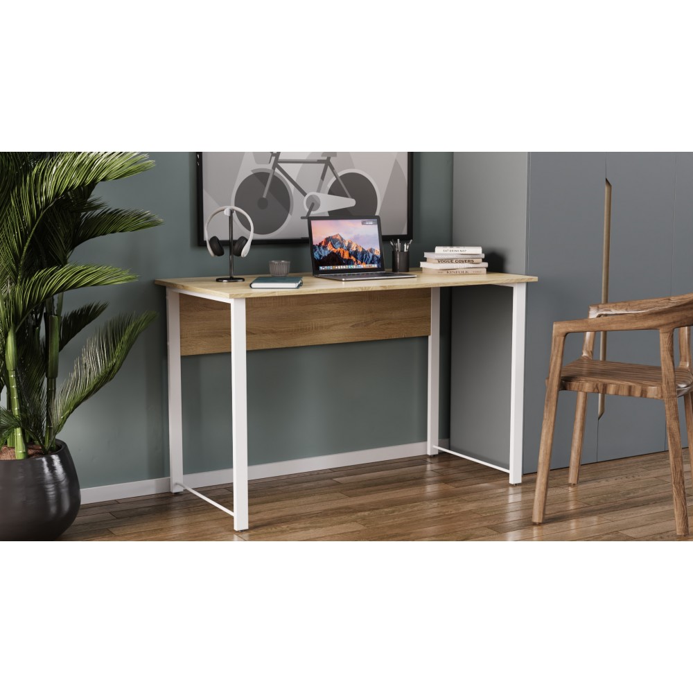 Письменный стол Ferrum-decor Курт 75x140x70 белый ДСП Дуб Сонома 16мм (FRD-102247)