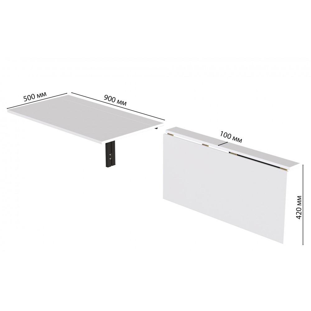 Обеденный стол-трансформер Ника настенный Ferrum-decor 420x900x500 Черный металл ДСП Белое 16 мм (FRD-105164)