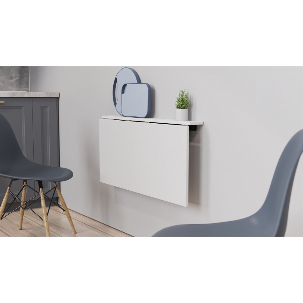 Обеденный стол-трансформер Ника настенный Ferrum-decor 420x900x500 Черный металл ДСП Белое 16 мм (FRD-105164)
