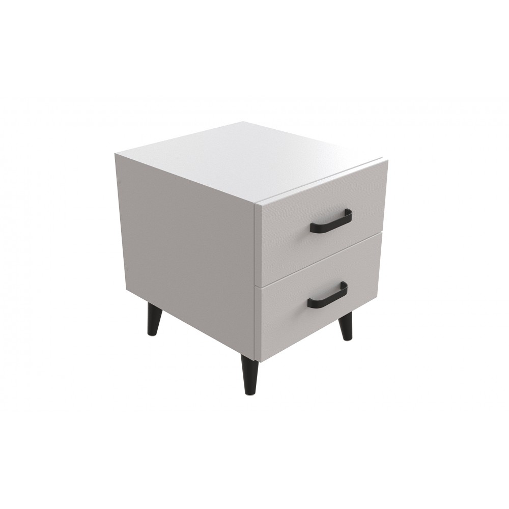 Тумба Віва 2 на конусних ніжках Ferrum-decor 41x35x40 Чорний метал ДСП Білий 16 мм (FRD-106815)