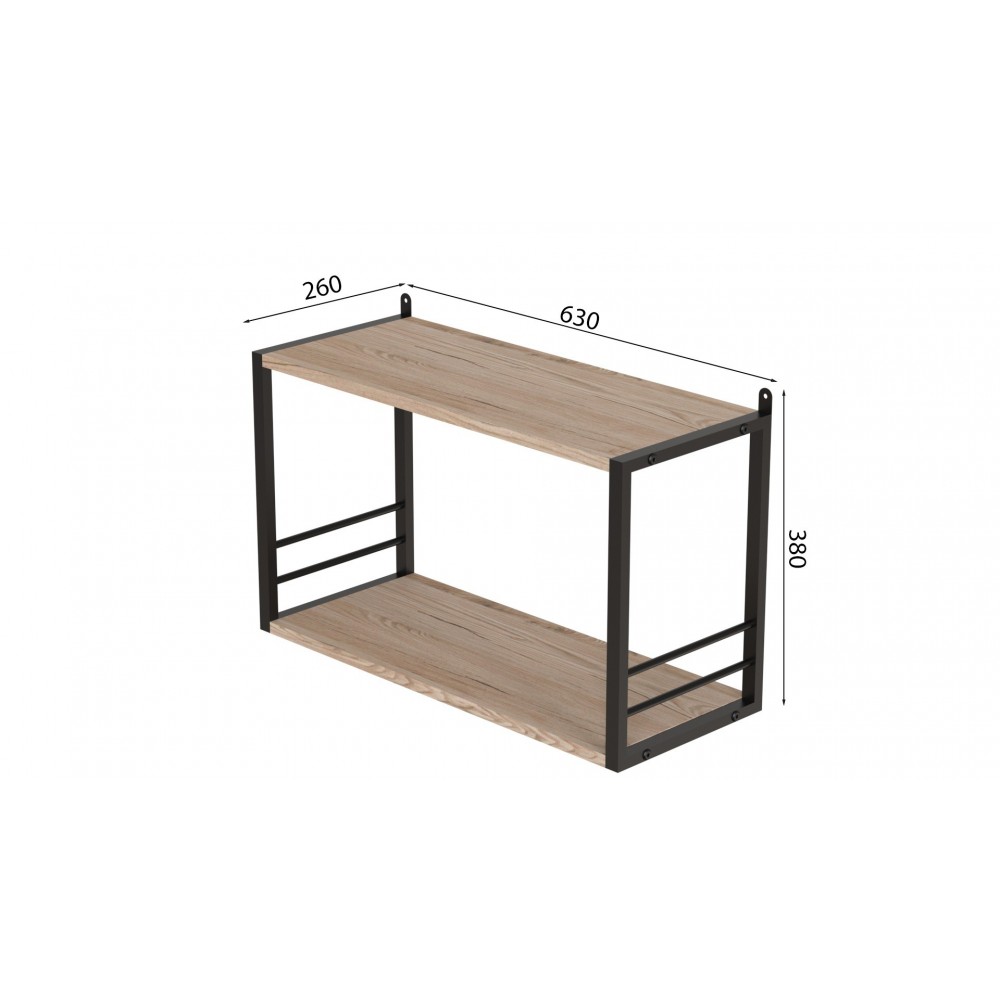 Книжкова полиця універсальна Ferrum-decor Стім 1 38x63x26 чорний ДСП Дуб Сан-Марино 16мм (FRD-104086)