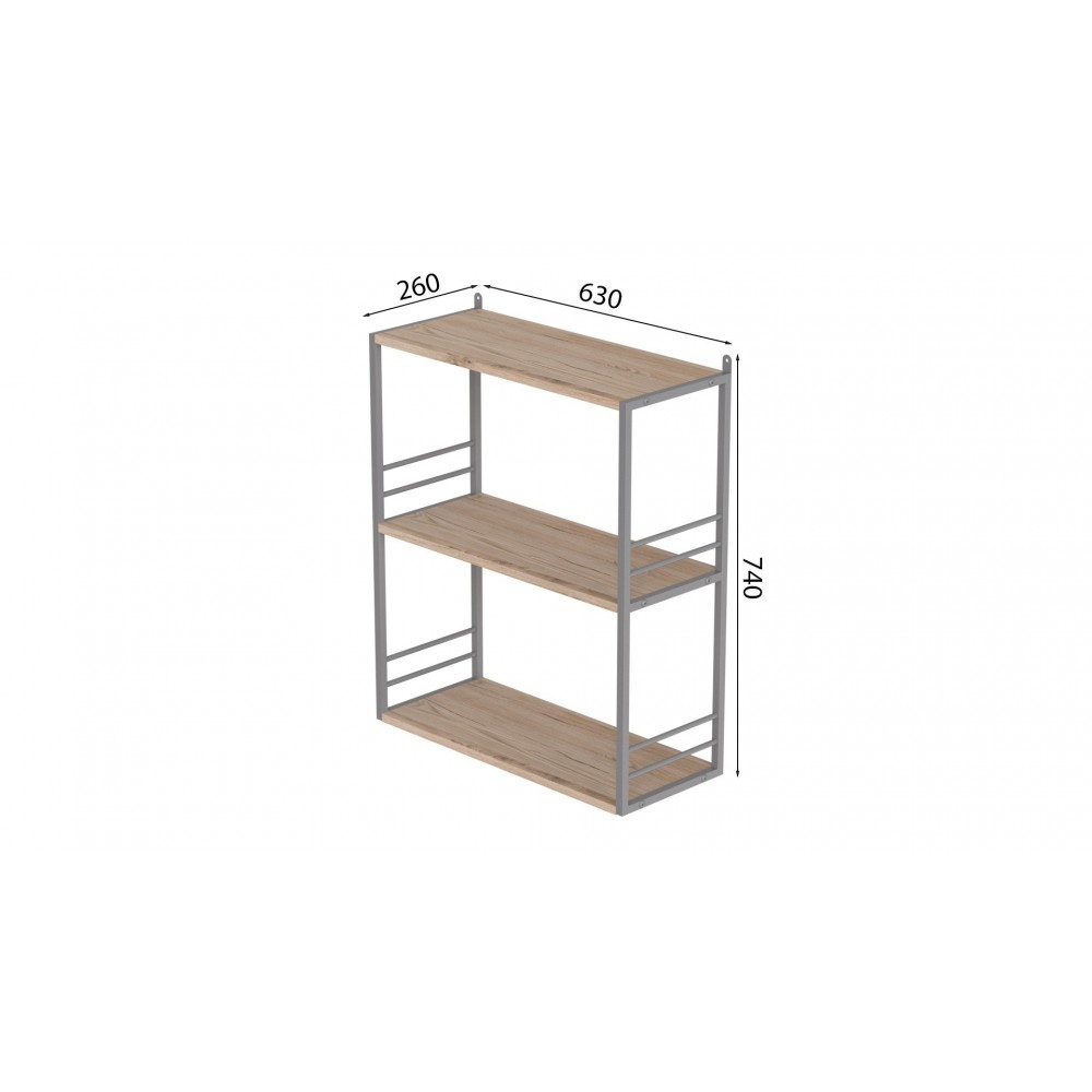 Книжкова полиця універсальна Ferrum-decor Стім 2 74x63x26 сірий ДСП Дуб Сан-Марино 16мм (FRD-104116)