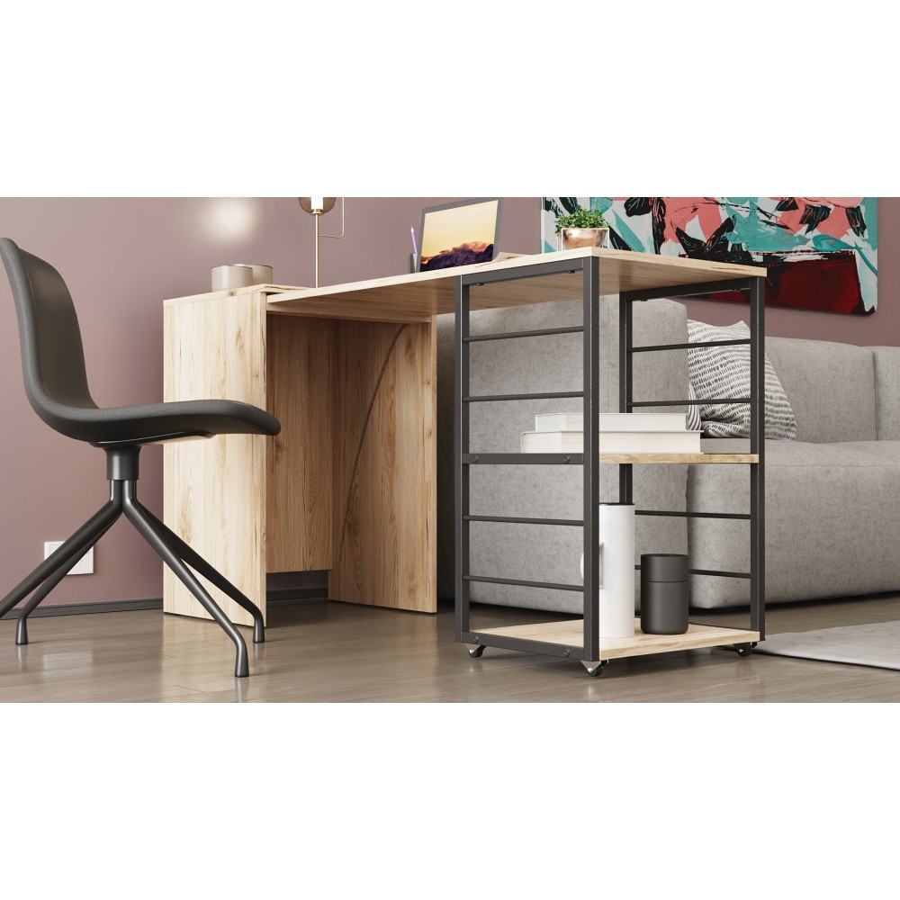 Стол-тумба трансформер Смарт 2/1 Ferrum-decor 750x1450x500 Черный металл ДСП Дуб Сан-Марино 16 мм (FRD-105096)