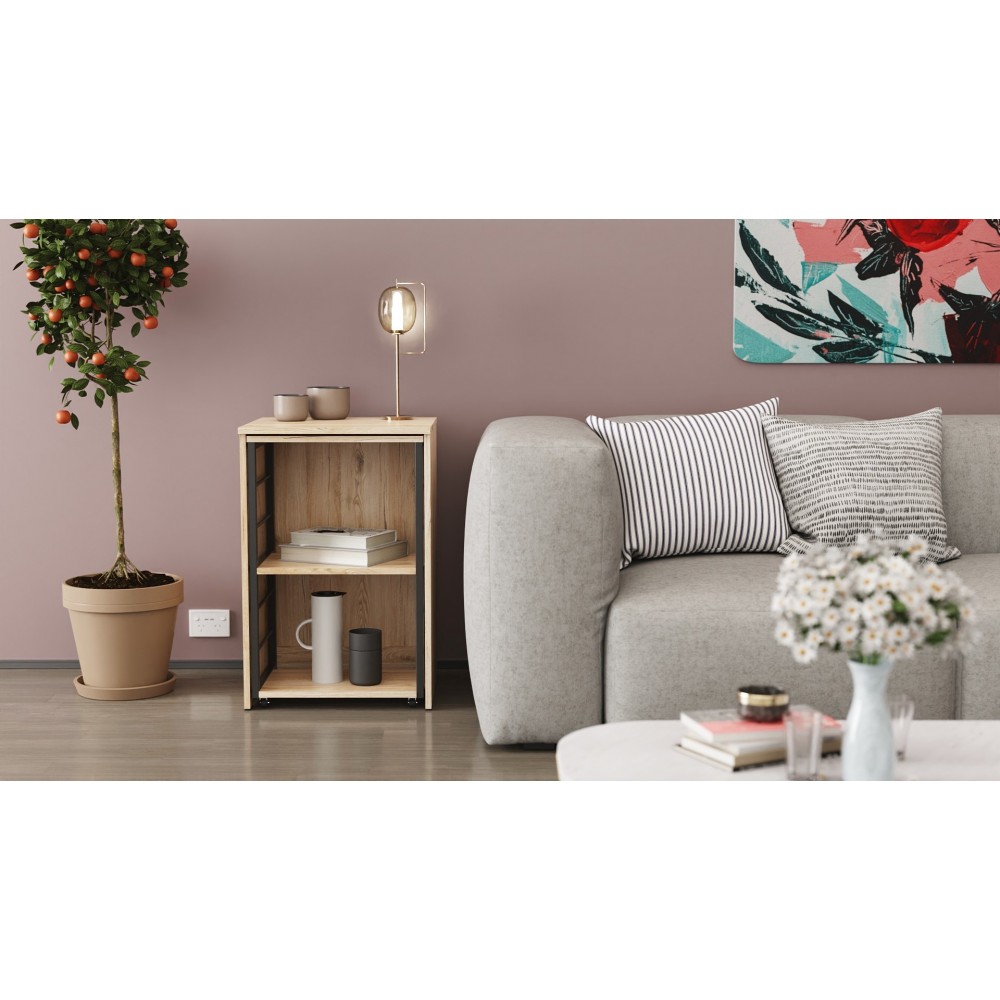 Стол-тумба трансформер Смарт 2/1 Ferrum-decor 750x1450x500 Черный металл ДСП Дуб Сан-Марино 16 мм (FRD-105096)