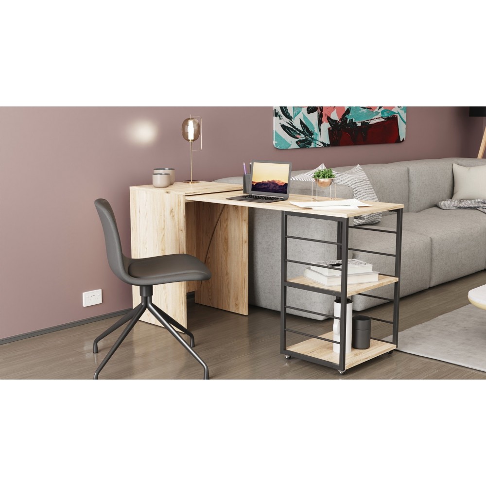 Стол-тумба трансформер Смарт 2/1 Ferrum-decor 750x1450x500 Черный металл ДСП Дуб Сан-Марино 16 мм (FRD-105096)