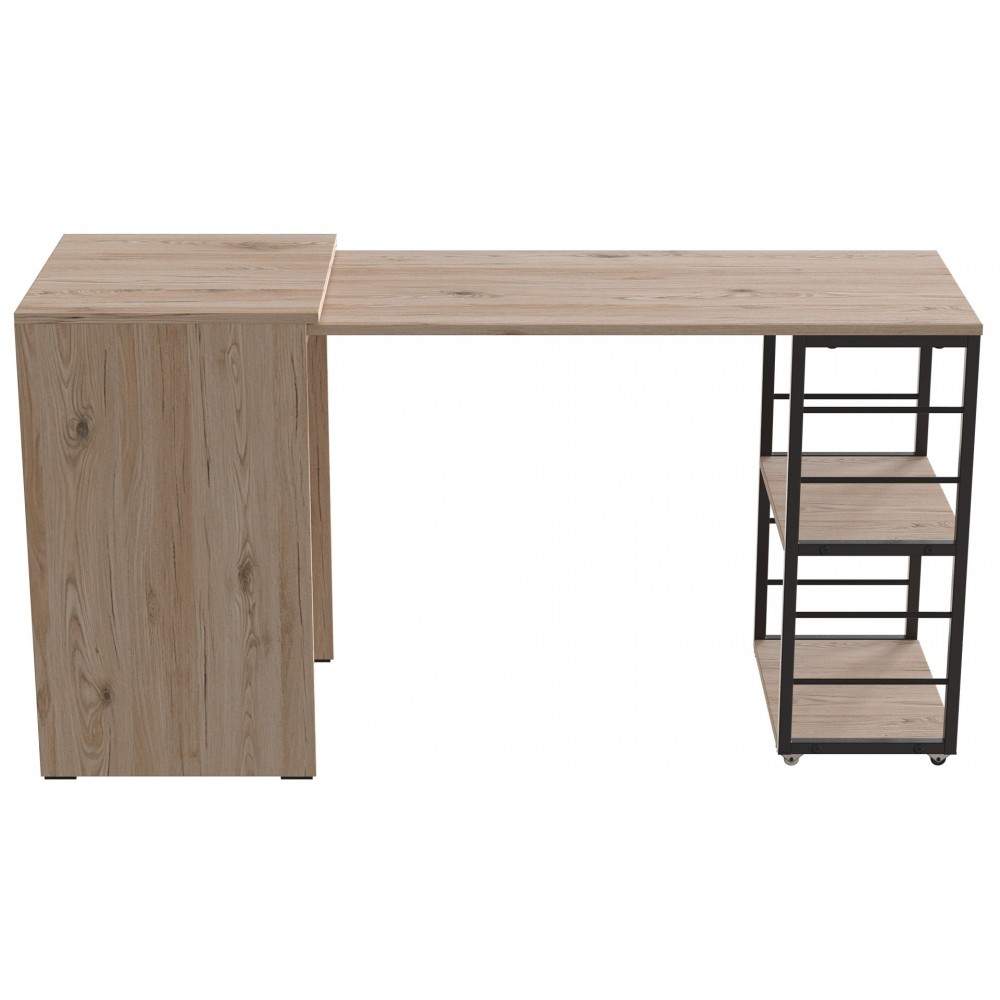 Стол-тумба трансформер Смарт 2/1 Ferrum-decor 750x1450x500 Черный металл ДСП Дуб Сан-Марино 16 мм (FRD-105096)