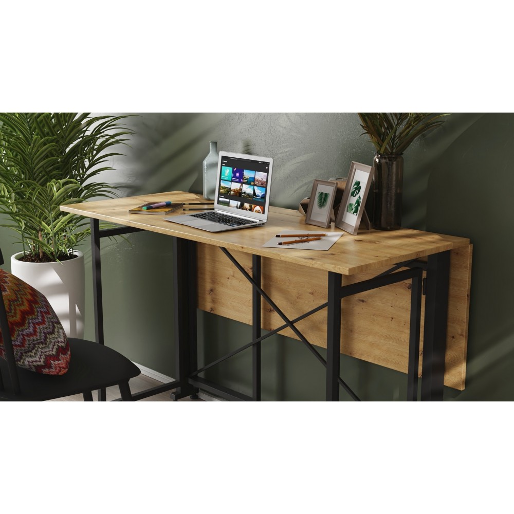 Стол-книжка трансформер Орион 3 Ferrum-decor 750x1150x880 Черный металл ДСП Дуб Артизан 16 мм (FRD-105086)