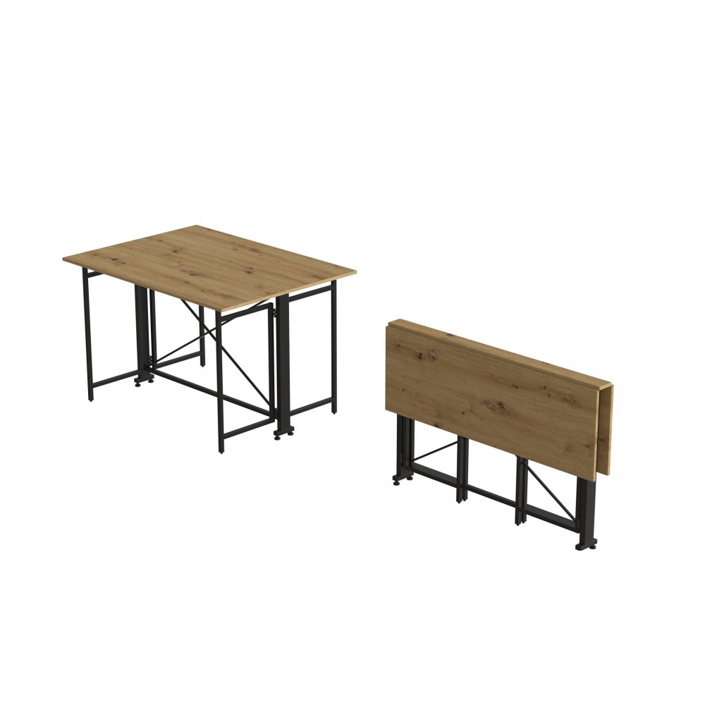 Стол-книжка трансформер Орион 3 Ferrum-decor 750x1150x880 Черный металл ДСП Дуб Артизан 16 мм (FRD-105086)