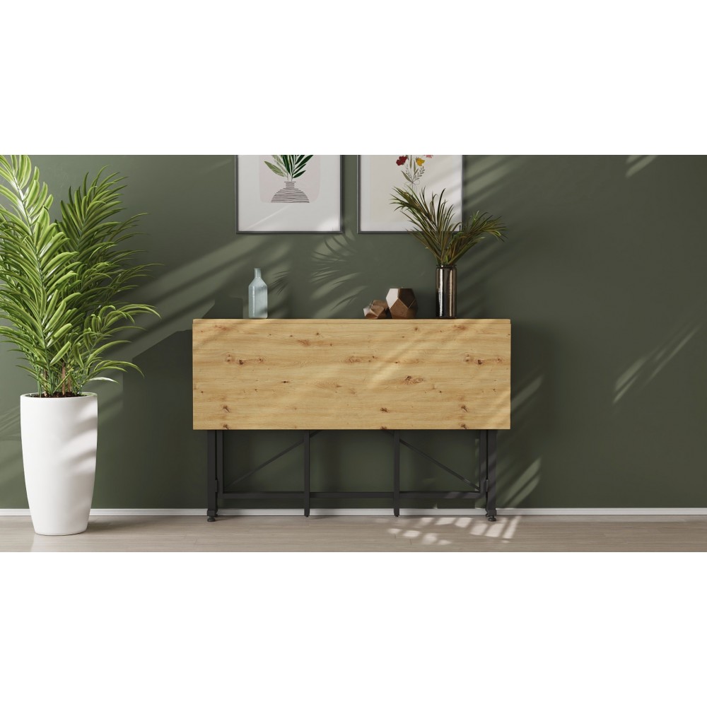Стол-книжка трансформер Орион 3 Ferrum-decor 750x1150x880 Черный металл ДСП Дуб Артизан 16 мм (FRD-105086)
