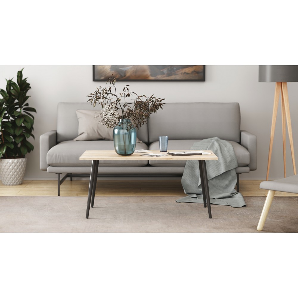 Стіл журнальний Монтана Ferrum-decor 45x100x50 Чорний метал ДСП Дуб Сан-Марино 16 мм (FRD-106716)