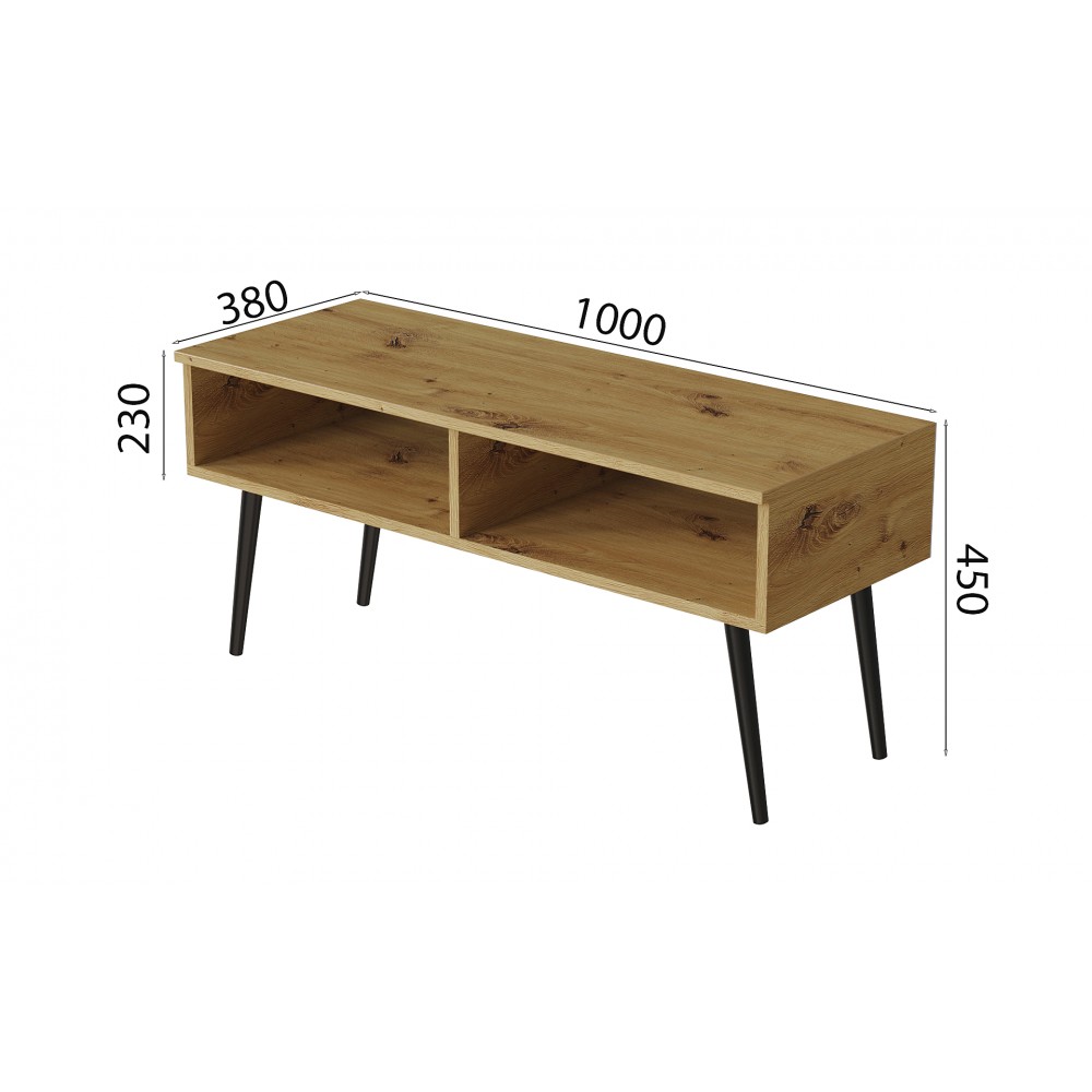 Тумба под ТВ Невада Ferrum-decor 45x100x38 Черный металл ДСП Дуб Артизан 16 мм (FRD-106726)