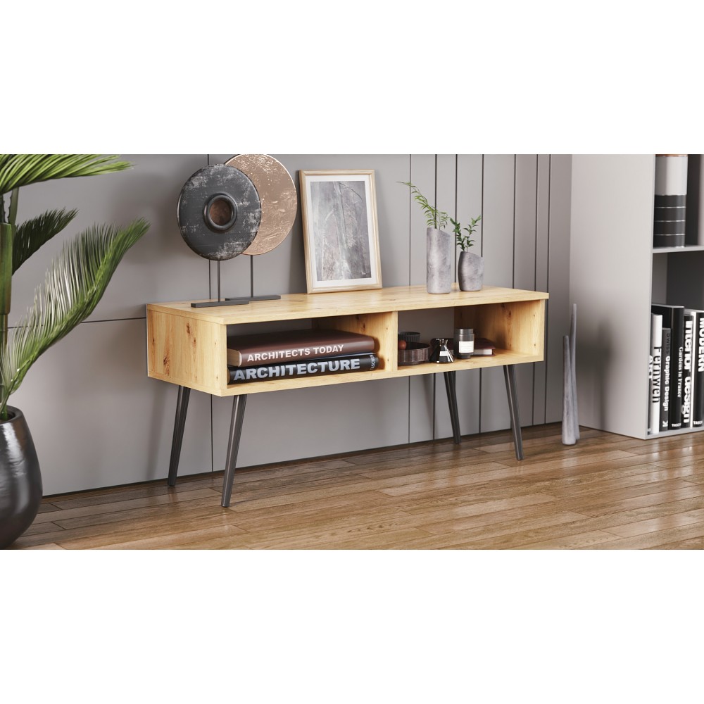 Тумба под ТВ Невада Ferrum-decor 45x100x38 Черный металл ДСП Дуб Артизан 16 мм (FRD-106726)