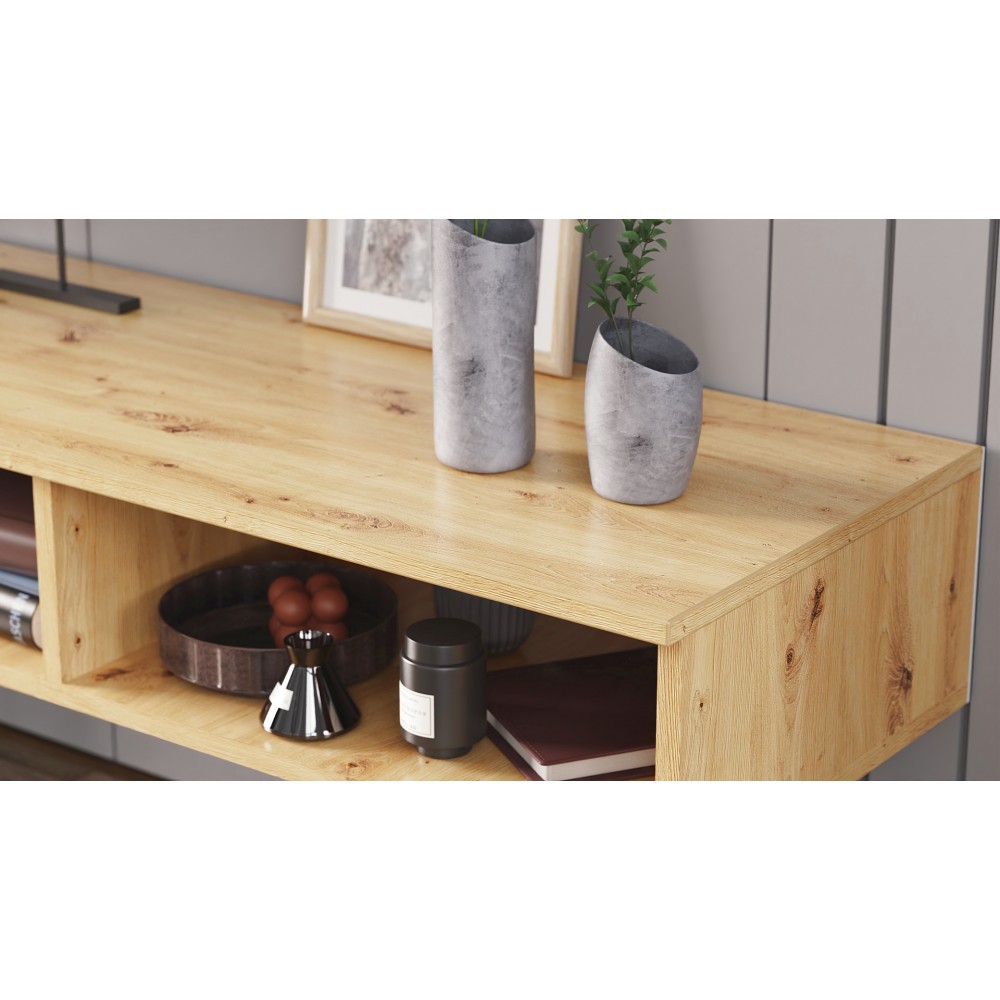 Тумба под ТВ Невада Ferrum-decor 45x100x38 Черный металл ДСП Дуб Артизан 16 мм (FRD-106726)