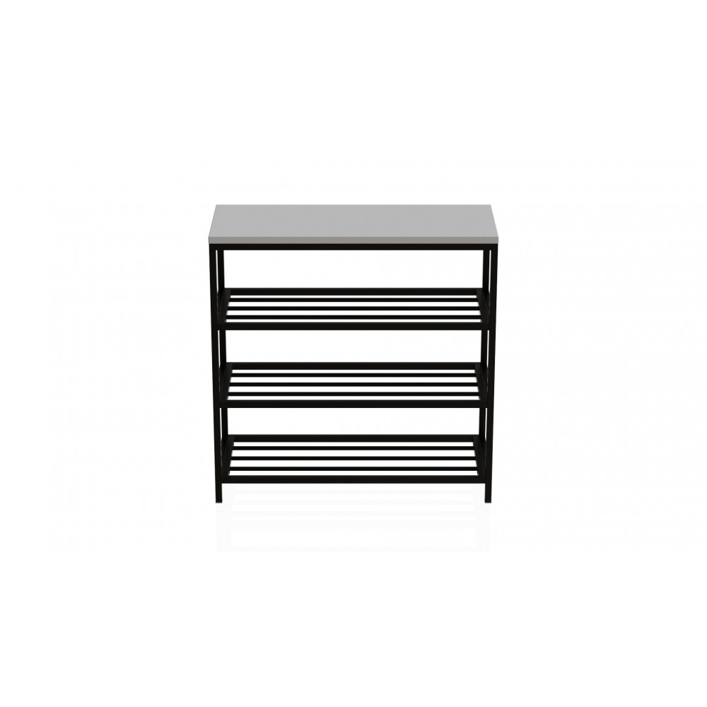 Полка для обуви Слайм 3 Ferrum-decor 635x630x260 Черный металл ДСП Белое 16 мм (FRD-105156)