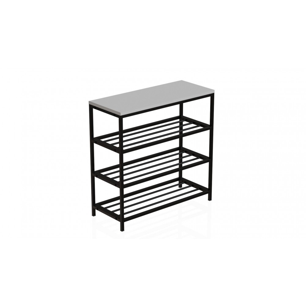Полка для обуви Слайм 3 Ferrum-decor 635x630x260 Черный металл ДСП Белое 16 мм (FRD-105156)