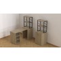 Стол-тумба трансформер Смарт 4/1 с этажеркой Ferrum-decor 1430x1450x500 Черный металл ДСП Дуб Сонома 16 мм (FRD-105126)