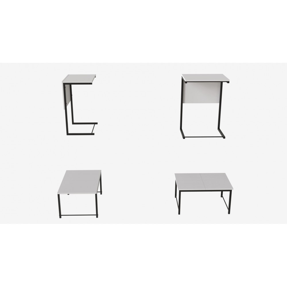 Стол журнальный приставной Терри Комбо Ferrum-decor 345x662x440 Черный металл ДСП Белое 16 мм (FRD-105136)