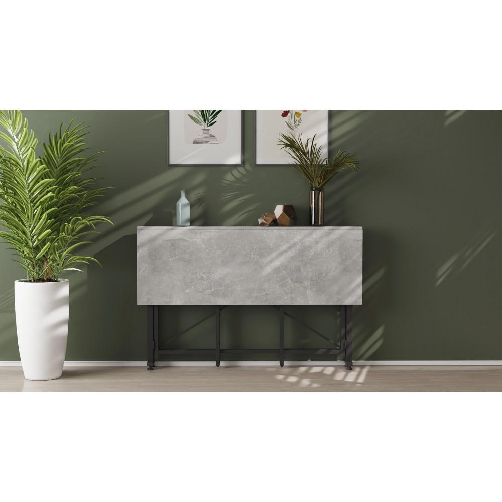 Стол-книжка трансформер Орион 3 Ferrum-decor 750x1150x880 Черный металл ДСП Бетон 16 мм (FRD-105087)