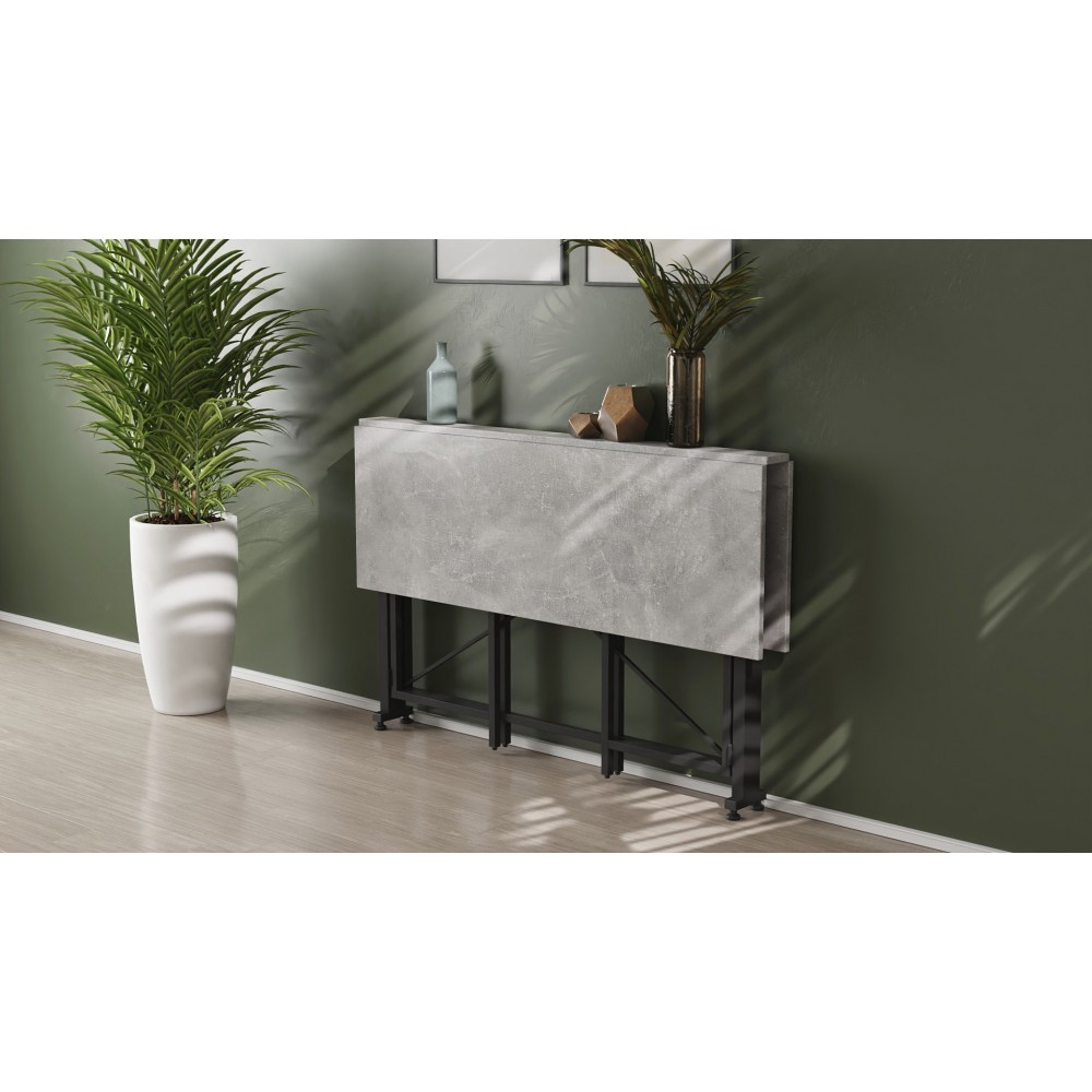 Стол-книжка трансформер Орион 3 Ferrum-decor 750x1150x880 Черный металл ДСП Бетон 16 мм (FRD-105087)