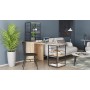 Стол-тумба трансформер Смарт 3/2 с этажеркой Ferrum-decor 1430x1450x600 Черный металл ДСП Дуб Сан-Марино 16 мм (FRD-105117)