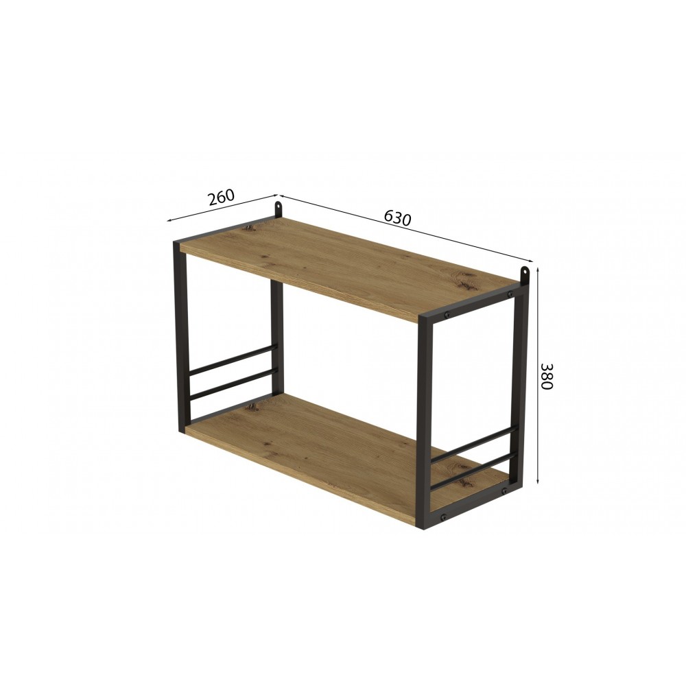 Книжкова полиця універсальна Ferrum-decor Стім 1 38x63x26 чорний ДСП Дуб Артизан 16мм (FRD-104087)