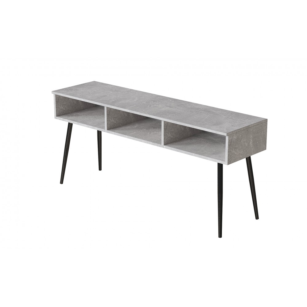 Тумба под телевизор Кентуки Ferrum-decor 45x139x38 Черный металл ДСП Бетон 16 мм (FRD-106727)