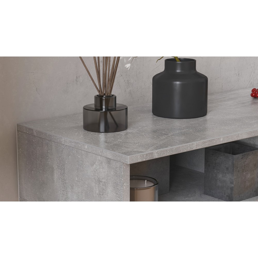Тумба под телевизор Кентуки Ferrum-decor 45x139x38 Черный металл ДСП Бетон 16 мм (FRD-106727)