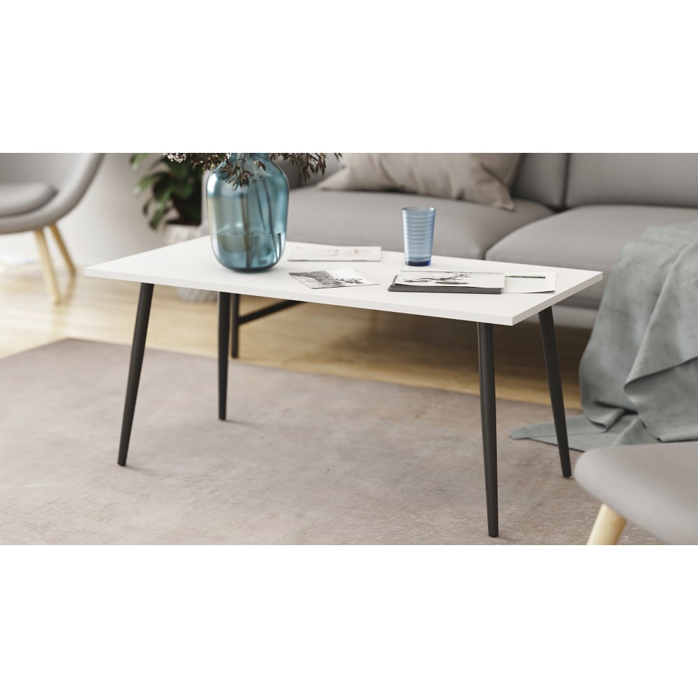 Стол журнальный Монтана Ferrum-decor 45x100x50 Черный металл ДСП Белый 16 мм (FRD-106717)