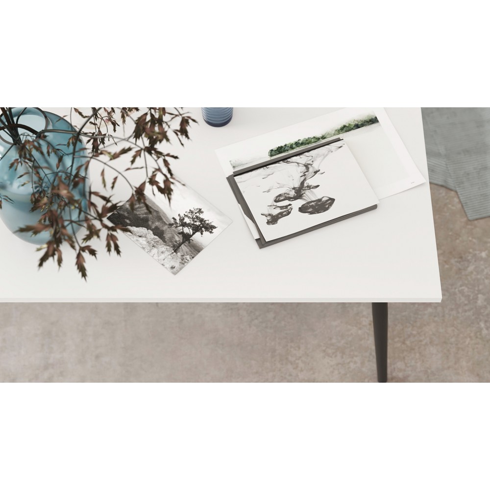 Стол журнальный Монтана Ferrum-decor 45x100x50 Черный металл ДСП Белый 16 мм (FRD-106717)