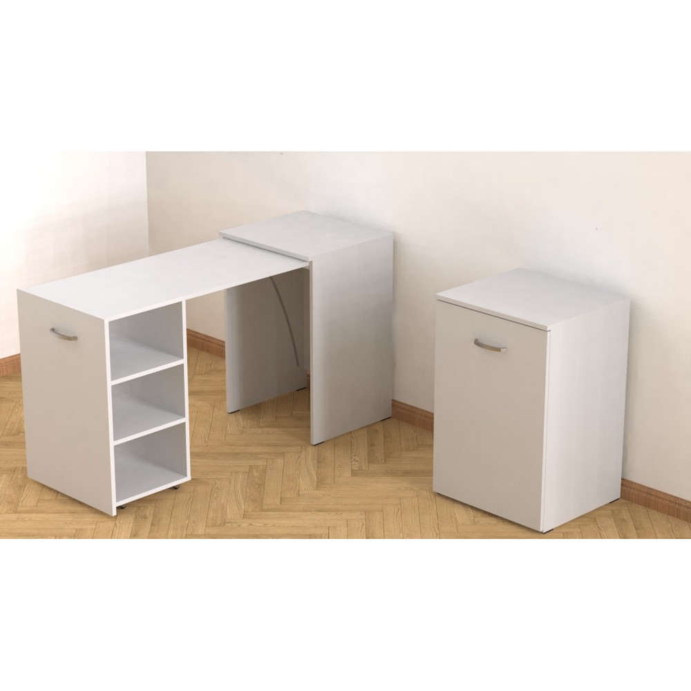 Стол-тумба трансформер Смарт 1/1 Ferrum-decor 750x1450x500 ДСП Белое 16 мм (FRD-105067)