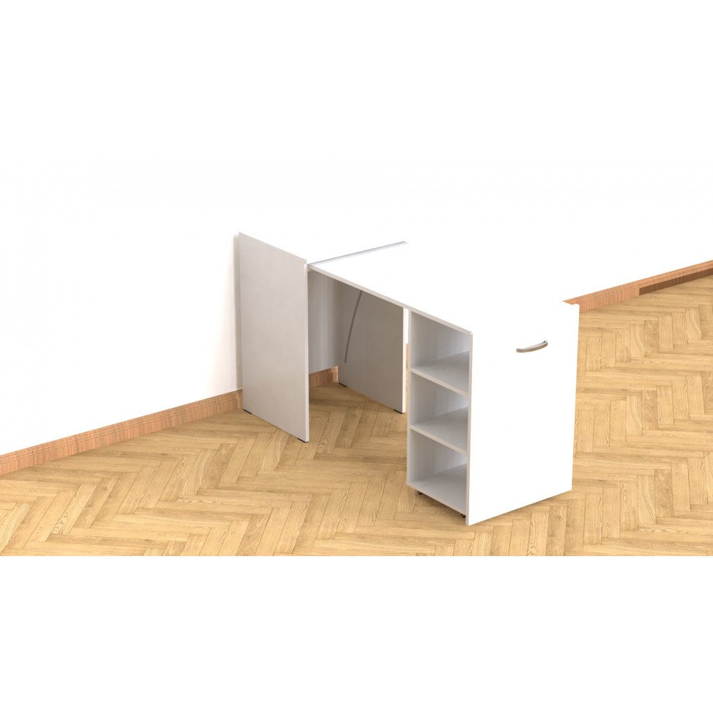 Стол-тумба трансформер Смарт 1/1 Ferrum-decor 750x1450x500 ДСП Белое 16 мм (FRD-105067)