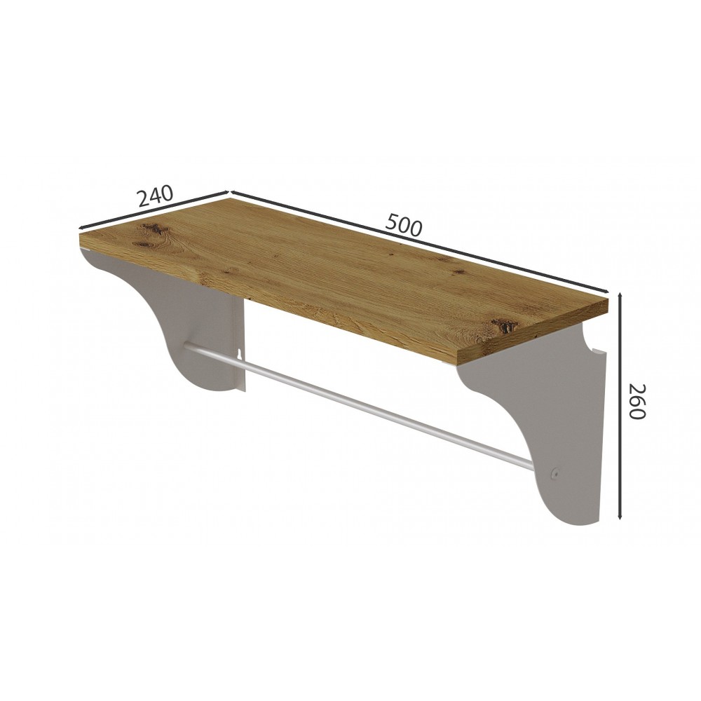 Настінна полиця Ferrum-decor Комфі 260x500x240 метал Білий ДСП Дуб Артизан 16 мм (FRD-102728)