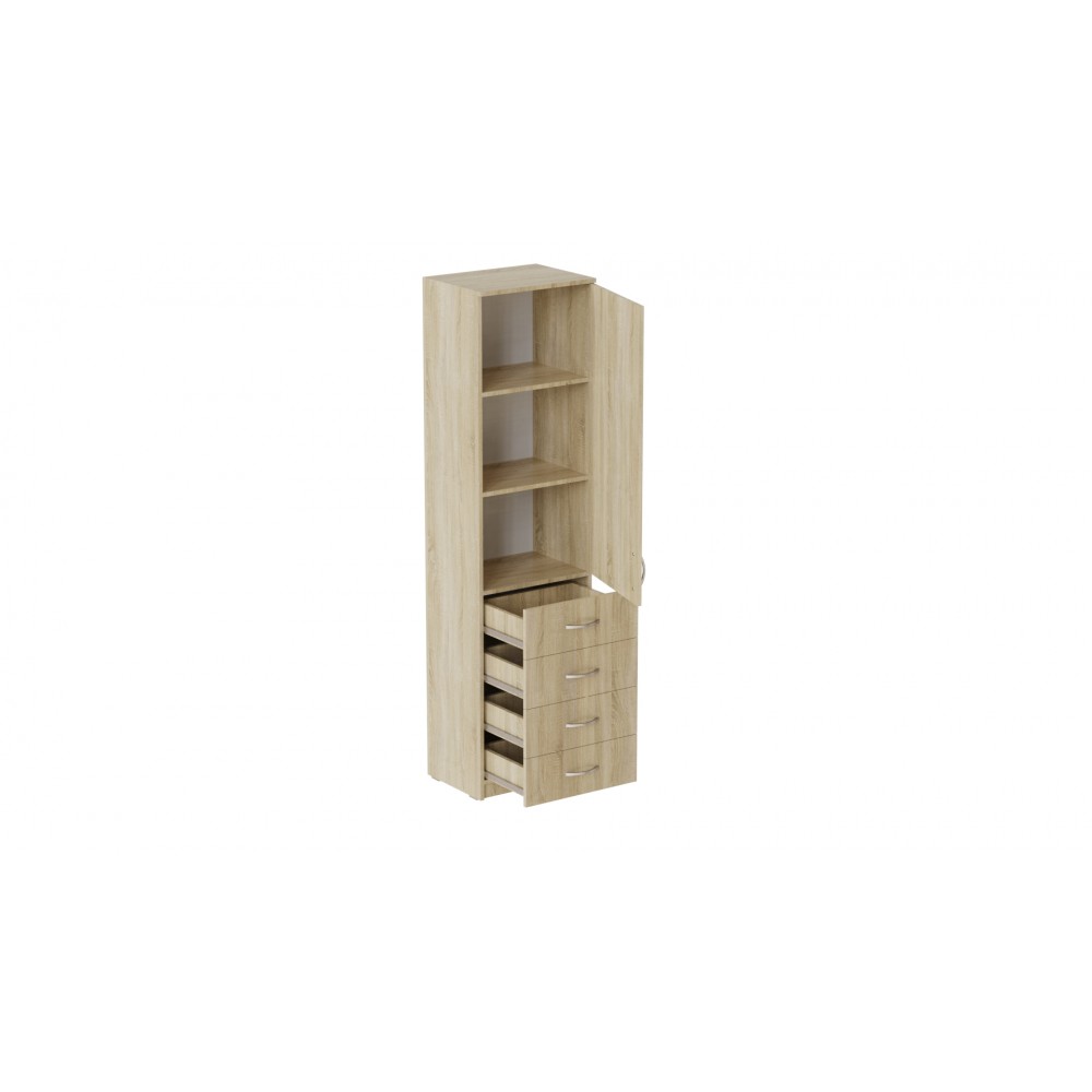 Пенал Анжело Ferrum-decor на 3 полиці з дверима та 4 ящиками 1900x500x380 ДСП Дуб Сонома 16 мм (FRD-104968)