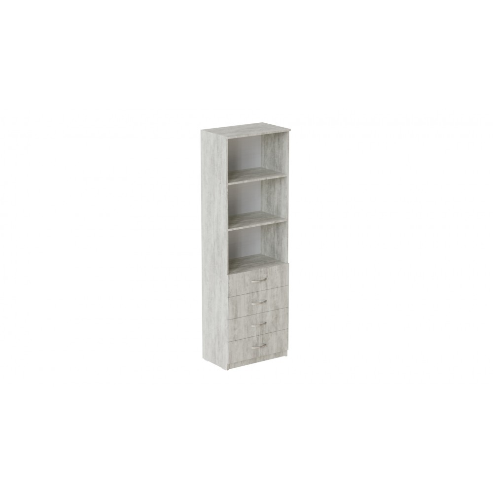 Шкаф Анжело Ferrum-decor на 3 полки с 4 ящика 1900x600x380 ДСП Бетон 16 мм (FRD-104988)
