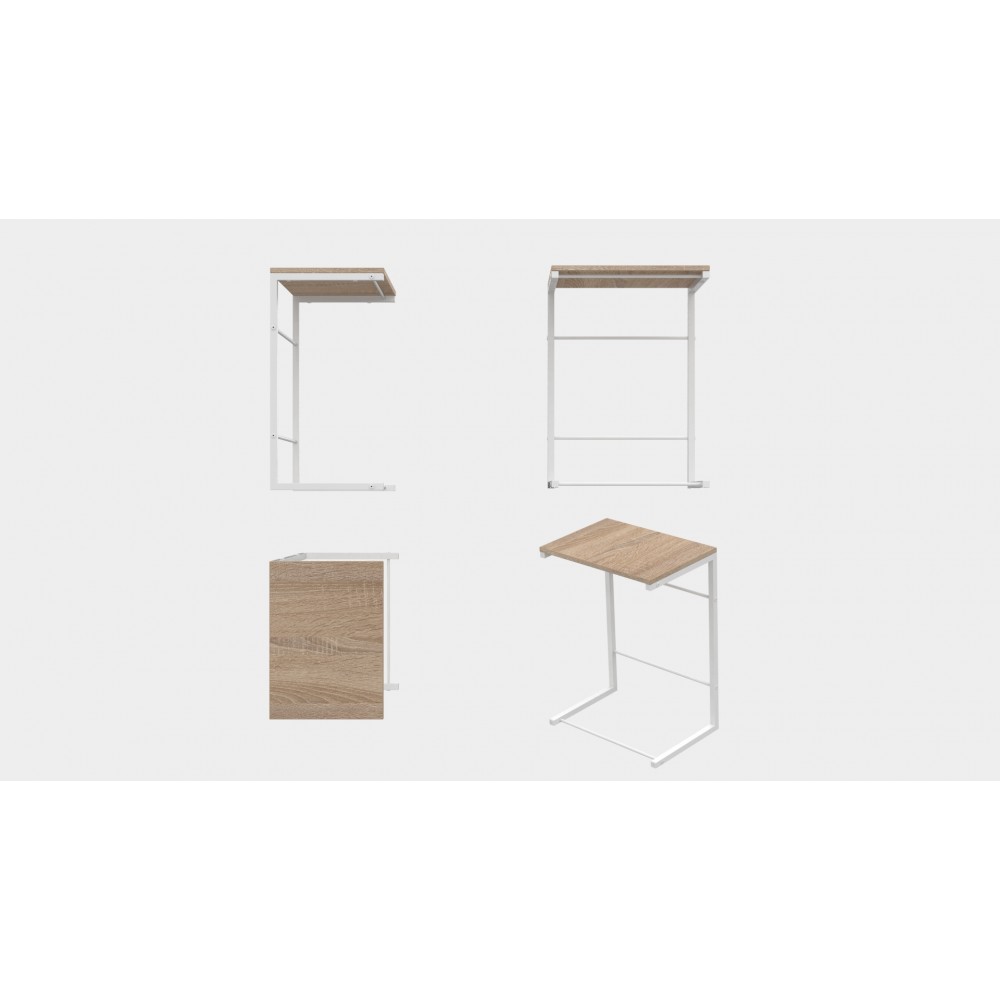 Столик приставний Террі Ferrum-decor 650x440x330 Білий метал ДСП Дуб Сонома 16 мм (FRD-104658)
