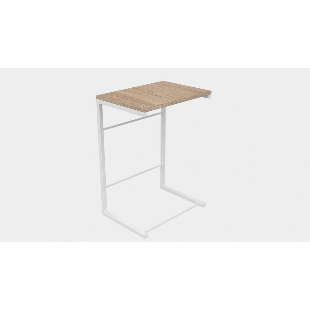 Столик приставний Террі Ferrum-decor 650x440x330 Білий метал ДСП Дуб Сонома 16 мм (FRD-104658)