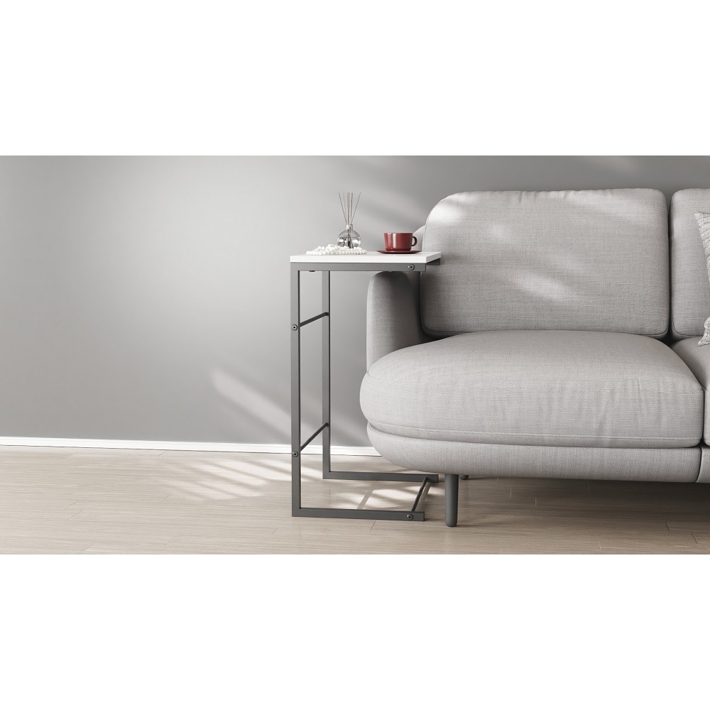 Столик приставний Террі Ferrum-decor 650x440x330 Чорний метал ДСП Біле 16 мм (FRD-104648)