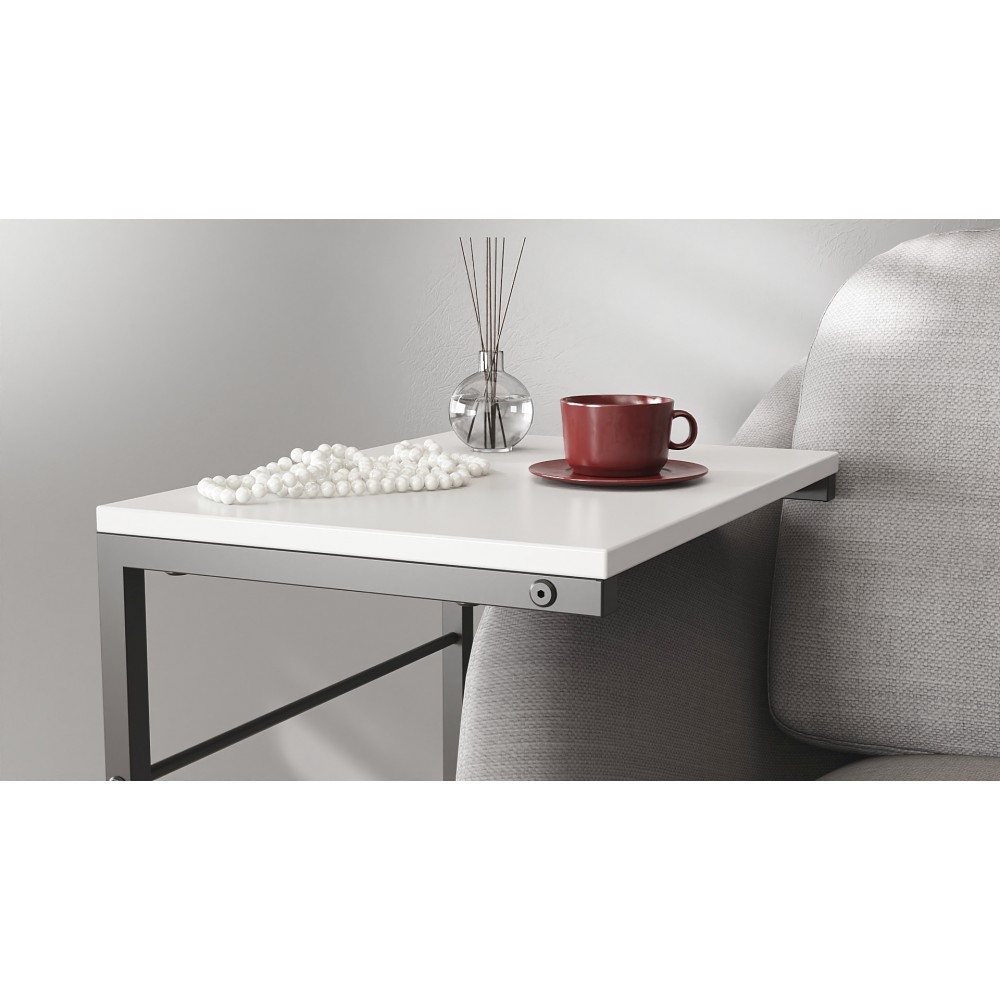 Столик приставний Террі Ferrum-decor 650x440x330 Чорний метал ДСП Біле 16 мм (FRD-104648)