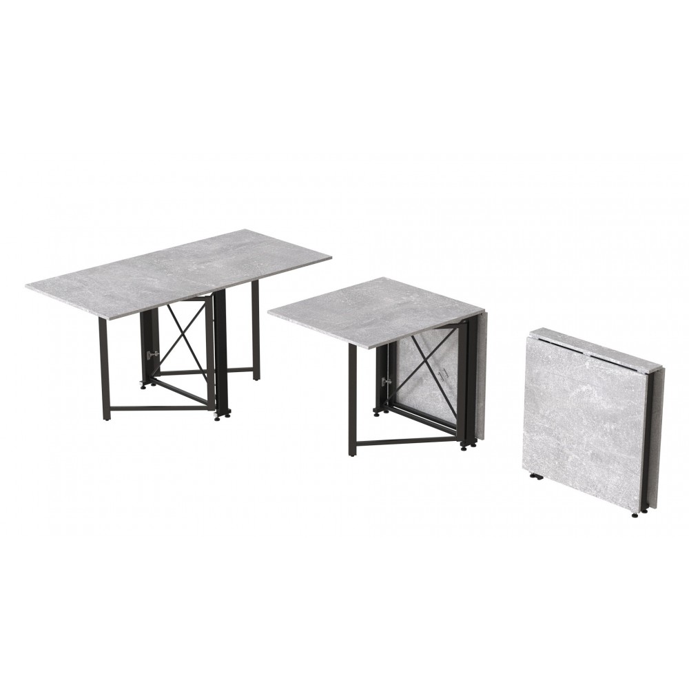 Стіл-книга трансформер Оріон 2 Ferrum-decor 750x1520x730 Чорний метал ДСП Бетон 16 мм (FRD-104589)