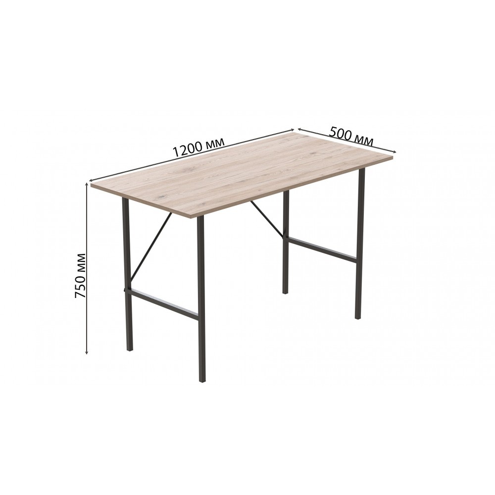 Стол письменный Line Тайм Ferrum-decor 750x1200x500 Черный металл ДСП Дуб Сан-Марино 16 мм (FRD-104879)