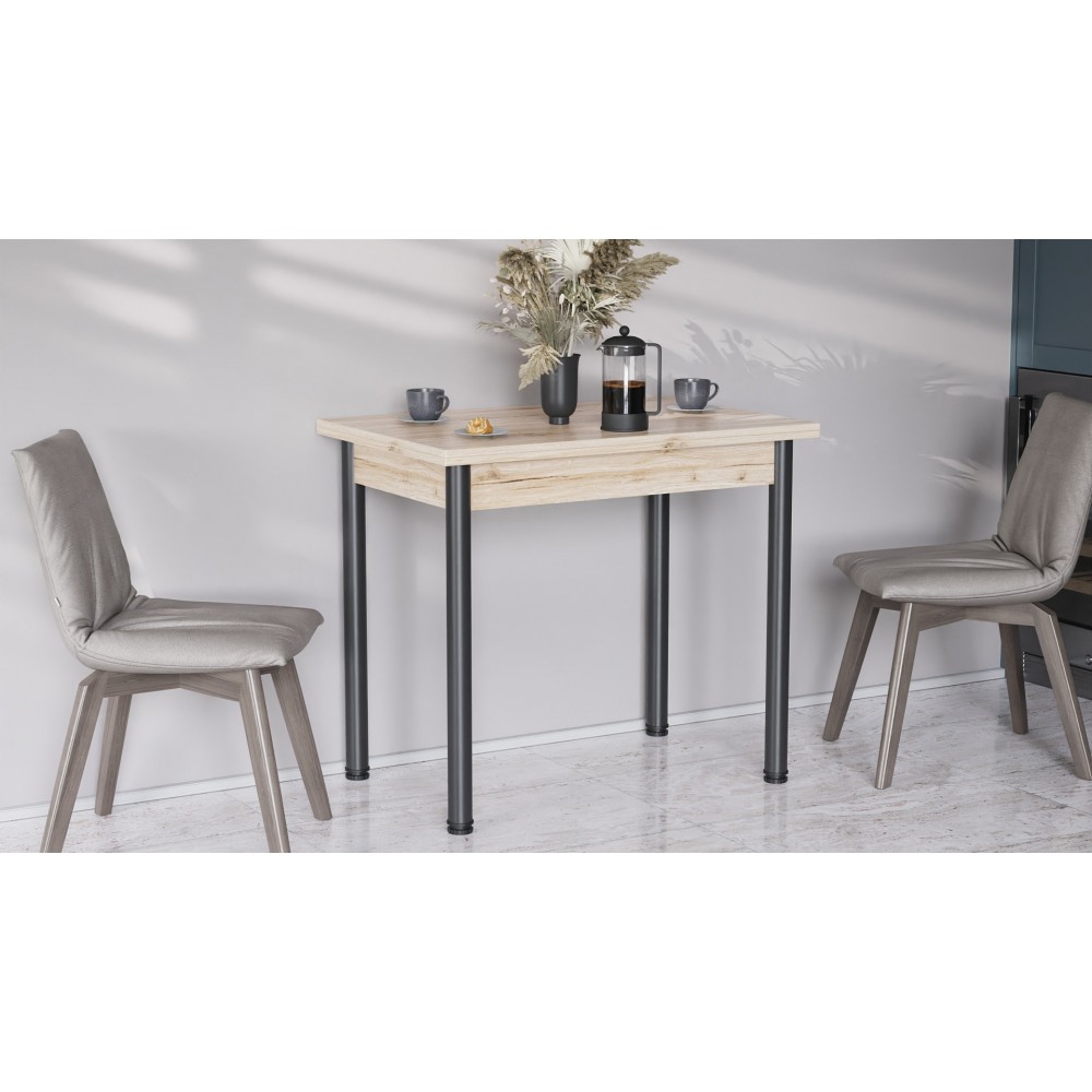 Обеденный стол-трансформер раскладной Берта Ferrum-decor 750x1400x900 Черный металл ДСП Дуб Сан-Марино 16 мм (FRD-105179)