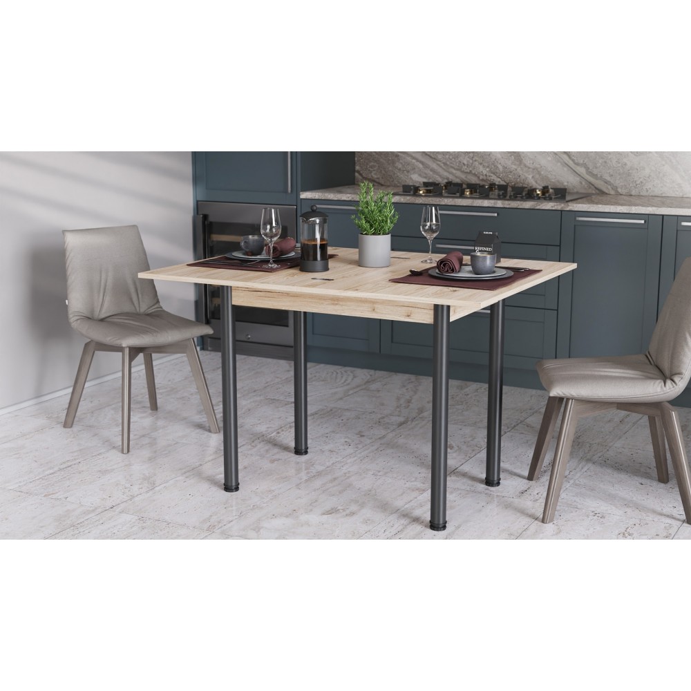 Обеденный стол-трансформер раскладной Берта Ferrum-decor 750x1400x900 Черный металл ДСП Дуб Сан-Марино 16 мм (FRD-105179)