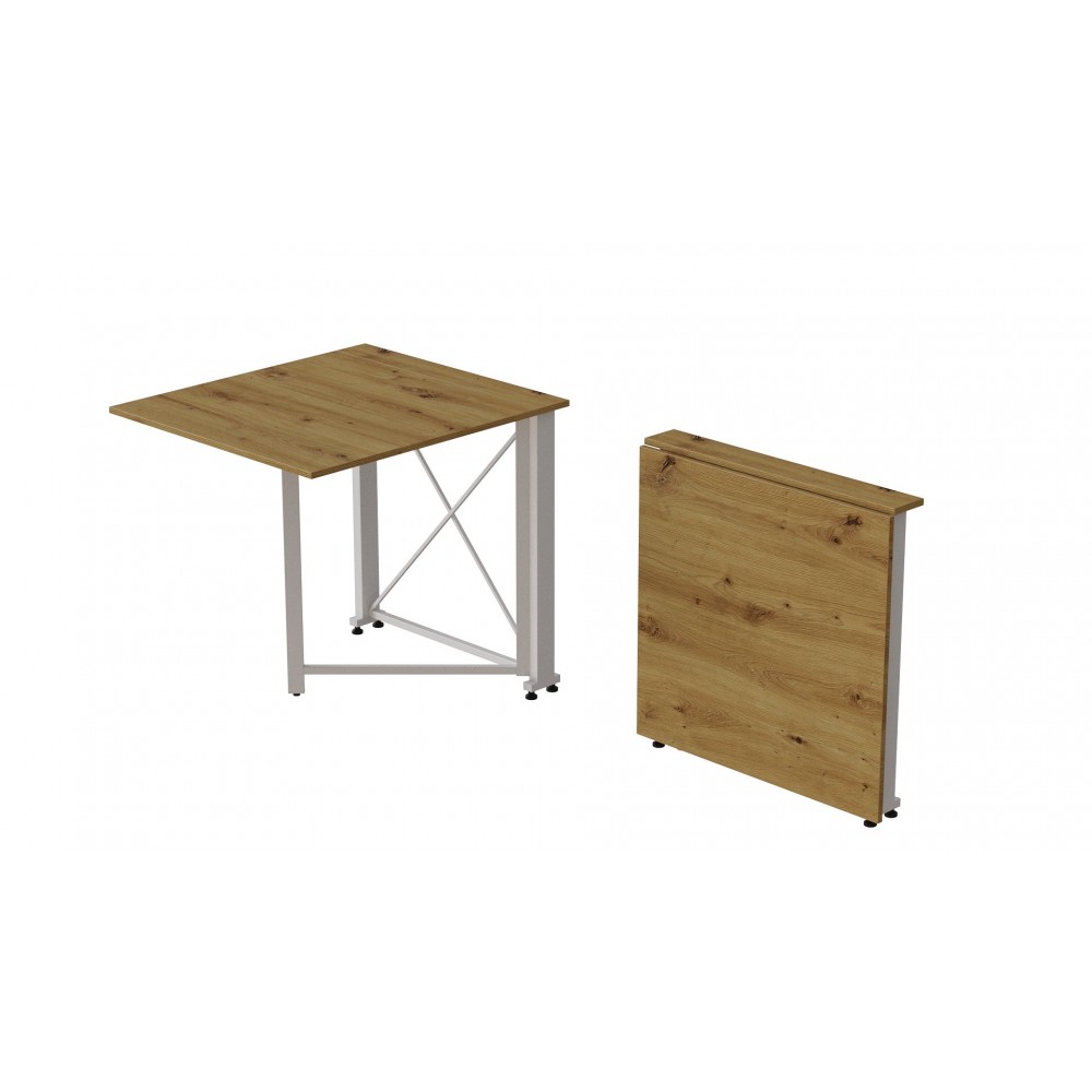 Стіл-книга трансформер Оріон 1 Ferrum-decor 750x810x730 Білий метал ДСП Дуб Артизан 16 мм (FRD-104609)