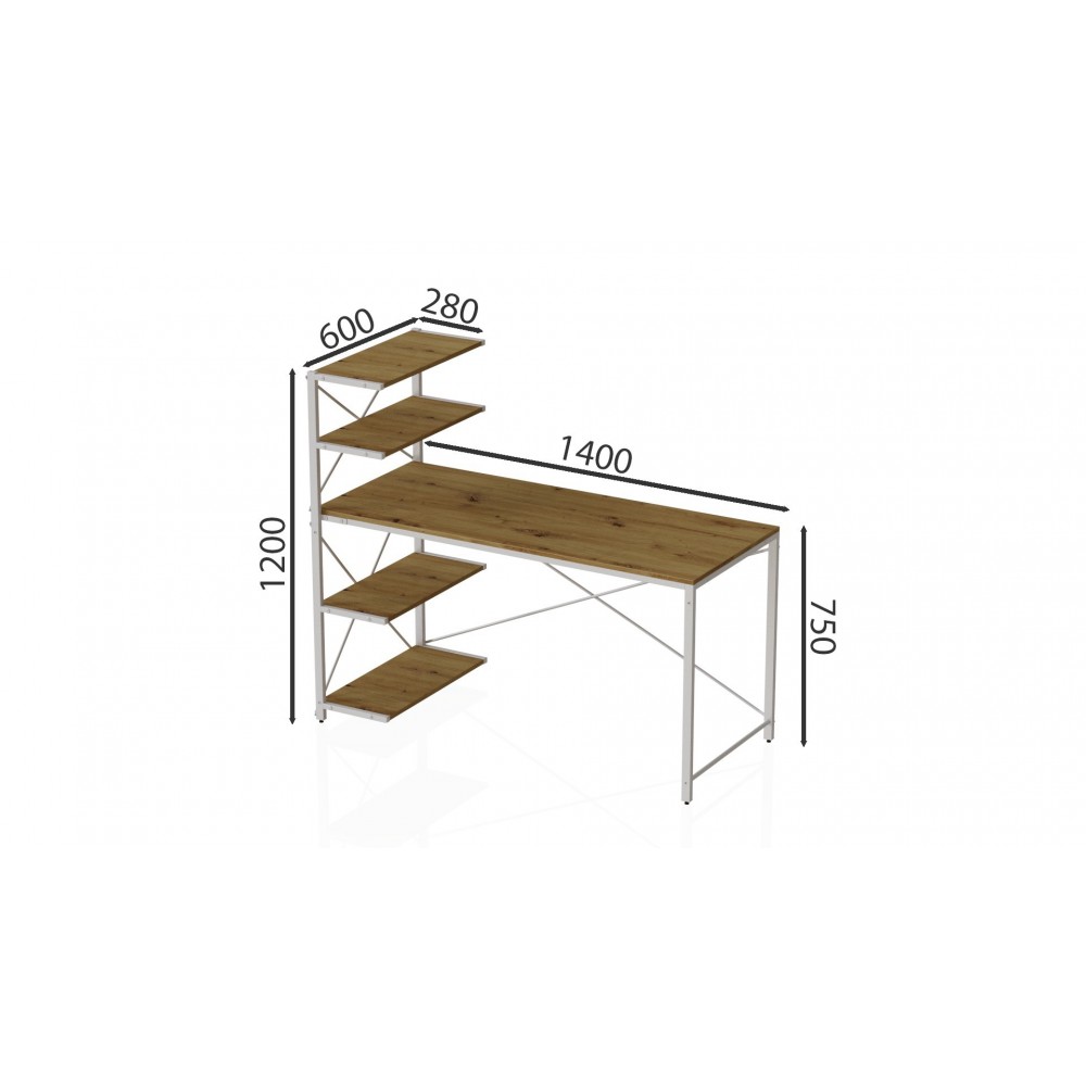 Компьютерный стол Ferrum-decor Джек 75x140x70 Белый ДСП Артизан (FRD-105410)
