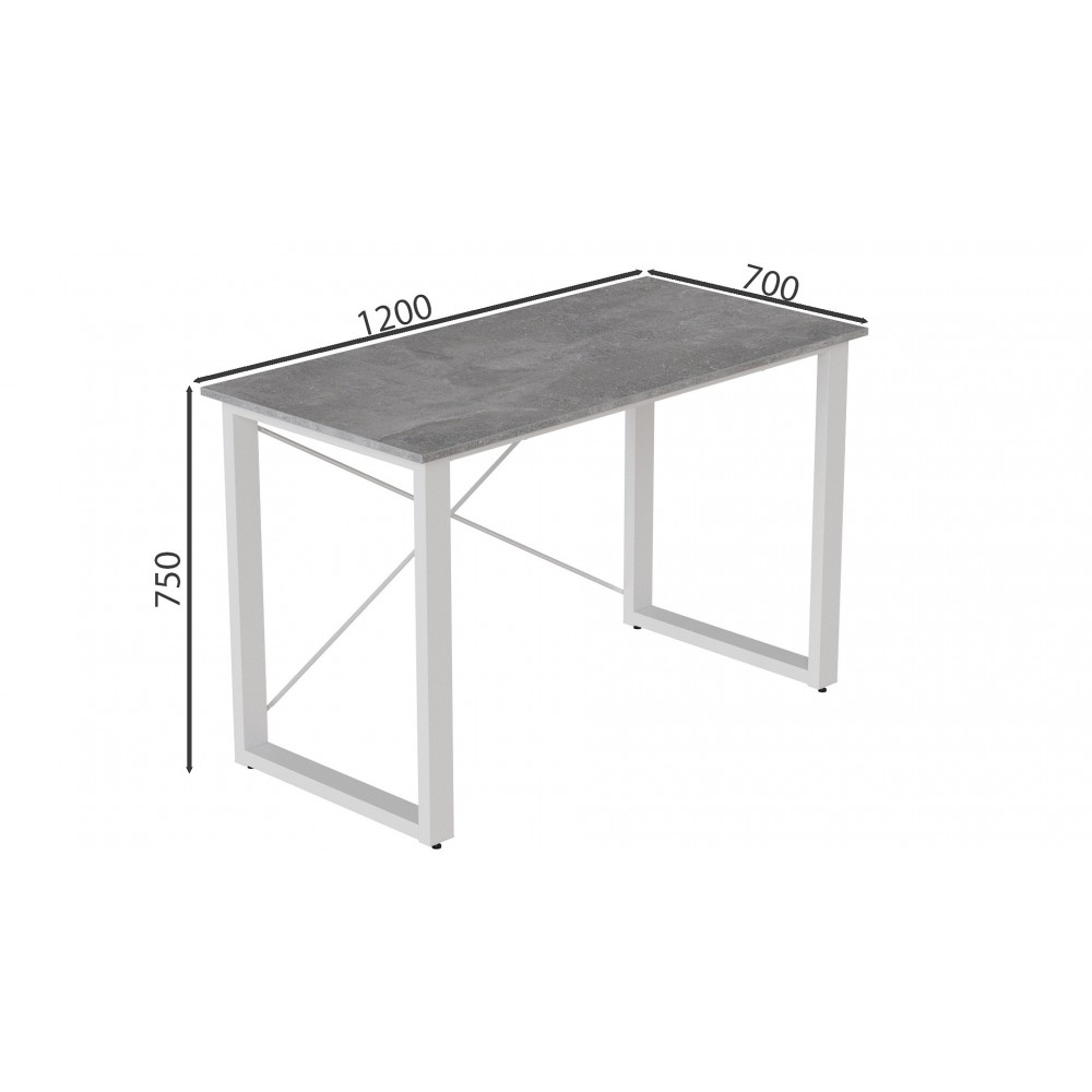 Письменный стол Ferrum-decor Драйв 750x1200x700 Белый металл ДСП Бетон 16 мм (FRD-103191)