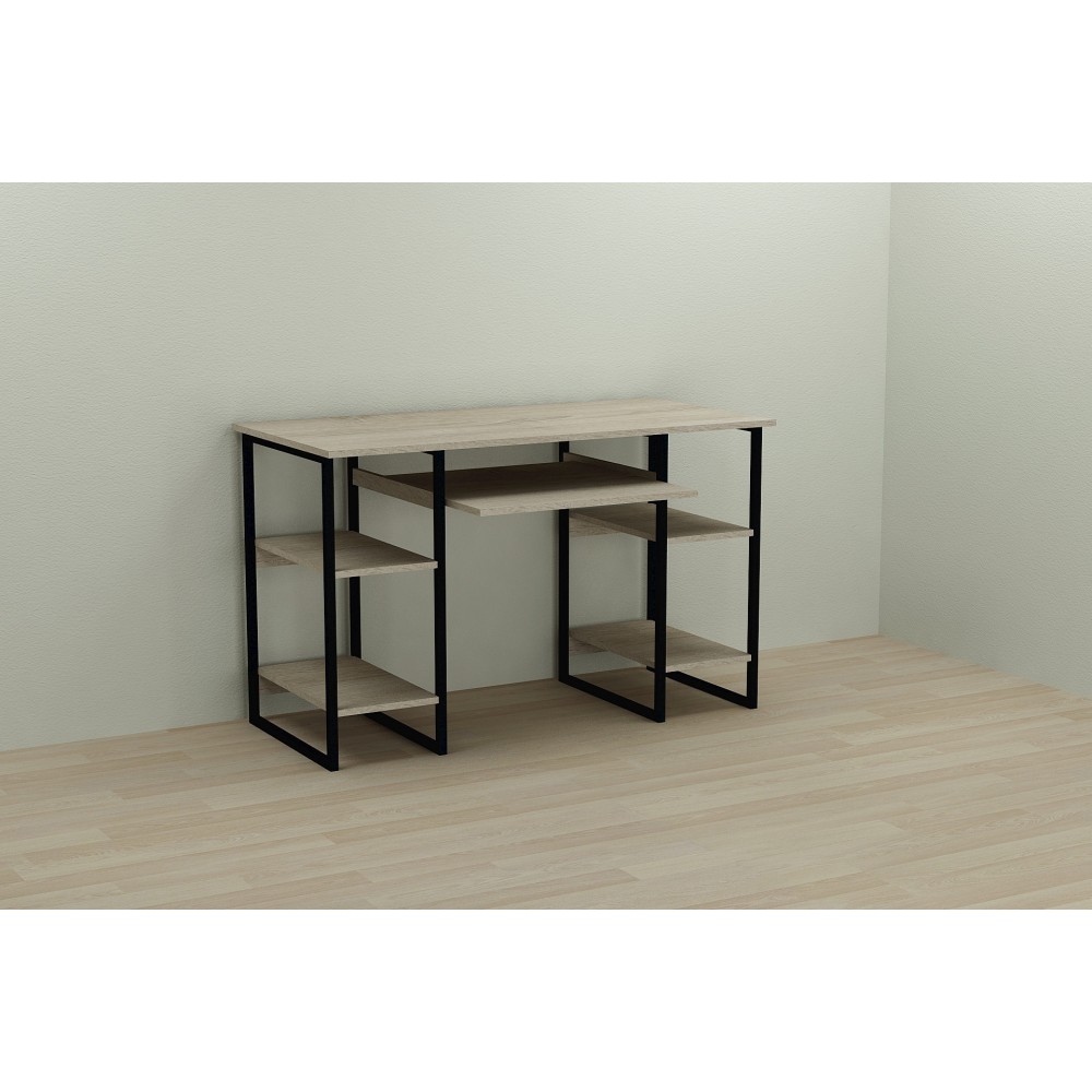 Письменный стол Ferrum-decor Тим 75x140x60 черный ДСП Дуб Сонома 16мм (FRD-103961)