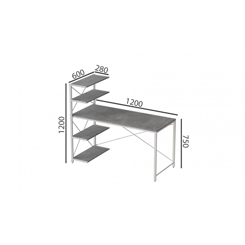 Компьютерный стол Ferrum-decor Джек 75x120x60 Белый ДСП Бетон (FRD-104392)